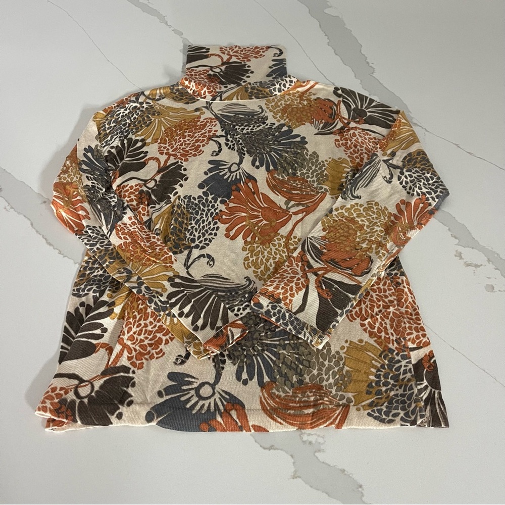 Sigrid Olsen Multicolor Kauai Floral Turtleneck Long Sleeve Top size M